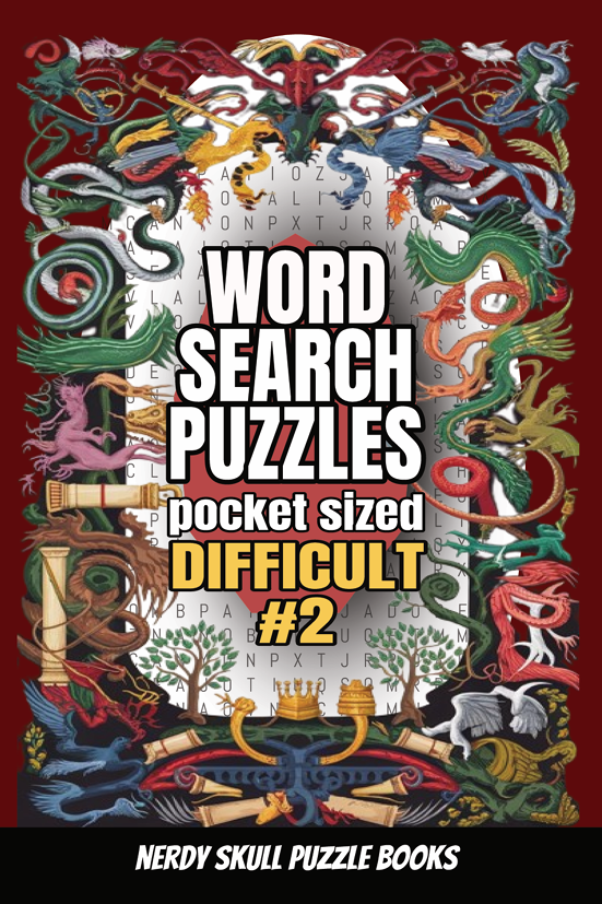 Nerdy Skull Pocket Sized DIFFICULT#2 Word Search Puzzle Book