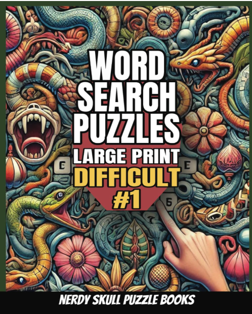 Nerdy Skull LARGE PRINT Difficult #1 Word Search Puzzle Book